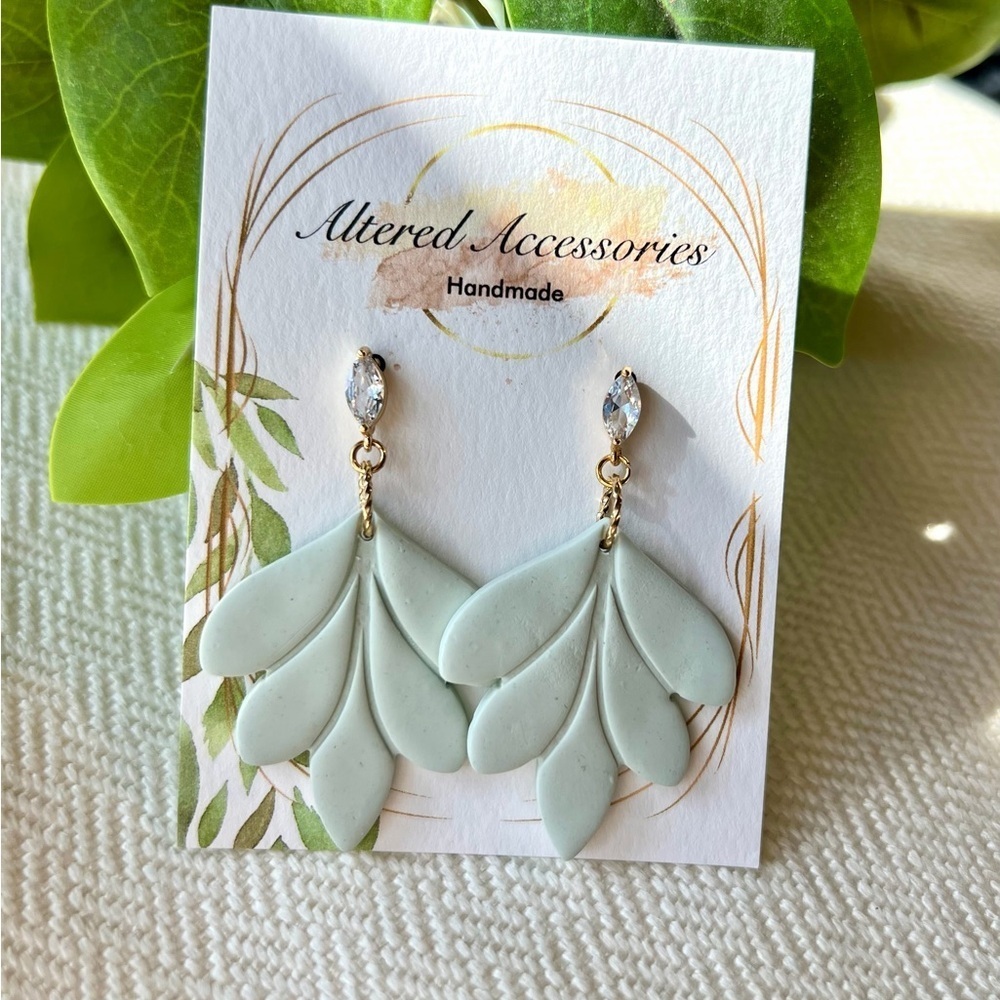 Sage Green Leaf Earrings